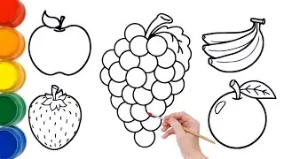 Drawing and Colouring Fruits Grappas Apple for Kids And Toddlers Draw Dolls Tv