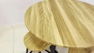 Стол круглый Iva-Wood PREMIUM из массива дуба на металлическом подстолье, толщина столешницы 20 мм