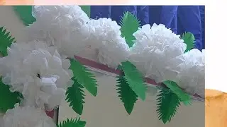 homemade diy paper flower mirror decoration/tissue paper flower craft idea