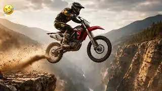 Cliff Leap in 3 Seconds &ndash; Motocross 360&deg; Canyon Jump Extreme Off-Road Moment