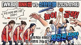 [WKBL] BNK썸 vs 신한은행 (2026.01.18) | 주전 3인방 출전시간 35분+... 체력 고갈된 BNK를 겨냥한 신한의 '높이' 공략법