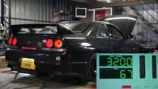 R33 GTR v-spec banc d'essai chez w-autosport