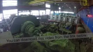 Flying over equipment and piping on power plant