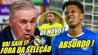 NOSSA ! ANCELOTTI FORA DA SELEÇÃO !? ABSURDO COM ESTEVÃO ! GABRIEL JESUS DE VOLTA E MAIS