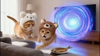 Ginger Dad's TV Adventure#cat #fantasy #aivideo #crystal #adventure #visuals #magicworld #cutecat