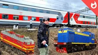 Двухэтажный поезд и старенький локомотив / Грузовые поезда и поиски паровоза