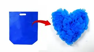 Heart Making With Cloth Bag / Valentine Day Gift / Best Out Of Waste/ Shopping Bag Craft Hacks.