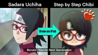 Draw Sadara Uchiha | Boruto anime | 1 minute easy chibi tutorial for beginners #shorts