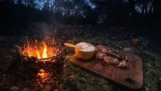 Primitive Steak Cooking in a Handmade Clay Oven | From Mud & Sticks to Fire-Grilled Perfection 