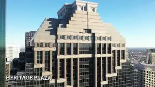 Drone Video Downtown Houston from Sam Houston Park 4K