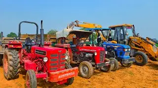 JCB 3dx Eco Excellence Tractor got Stuck in Mud Trolley Mahindra New Holland Swaraj Eicher Kubota