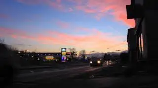 Time lapse, sun rise esso garage at Cross in Hand. JPB