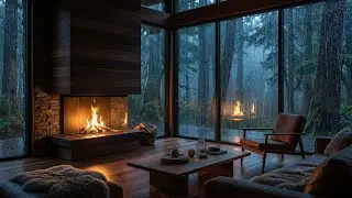 Peace of Mind! Rain on Glass, Luxury Forest Cabin Interior, Fast Sleep and Morning Energy 🌧️✨