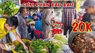 Cơm phần 20k mà rau, chối, canh ăn thỏa mái, bao no dành cho người lao động nghèo 