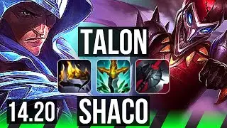 TALON vs SHACO (JGL) | Rank 3, Rank 2 Talon, 700+ games, Dominating | EUW Challenger | 14.20