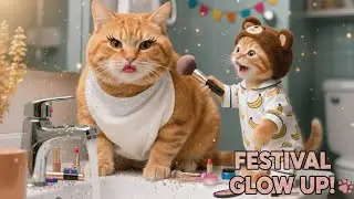 Mama Cat Feels Insecure About Makeup&mdash;Ginger Kitten Helps Her Shine for the Festival 💄🐾