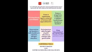 Continuità educativa 0-6: conferenza finale del percorso di formazione per educatrici e insegnanti