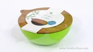 Yumi Nature+ 452 Natural Bamboo Salad Bowl with Cover - Green