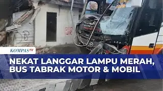 Nekat Terobos Lampu Merah, Bus Harapan Jaya Tabrak Sejumlah Motor dan Mobil di Kediri