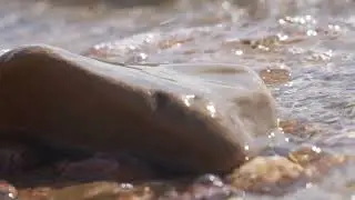 Stone close up and wave, tracking shot | Free stock footage