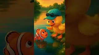 Cute duck and the secret friend beneath the water  #funny #cartoon #duck #shorts #cuteduck