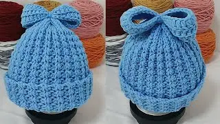 Crochet Star Stitch With Bow Beanie | Easy Winter Hat Tutorial ❄️