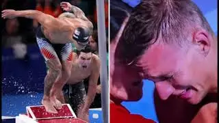 U.S. swimmer Caeleb Dressel breaks down in tears after failing to defend his gold in solo events