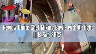 Review Umite Chef Mixing Bowls with Airtight Lids Set, 8PCS Stainless Steel Khaki Nesting Bowls with