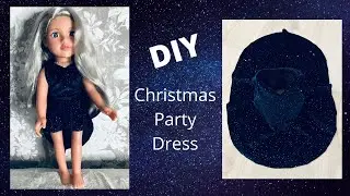 How to sew CHRISTMAS PARTY DRESS. How to draft simple dress/ 18 inch doll/ American Girl Doll dress!