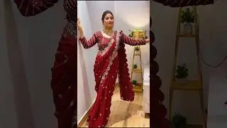 beautiful mehroom mirror work saree for girls | Rohit fashion club