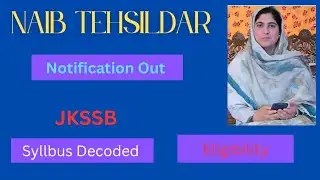 NT SYLLABUS DISCUSSION || Naib Tehsildar || JKSSB || Syllabus decoded