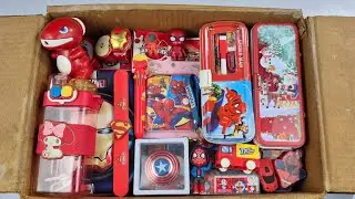 Red Stationery & Spiderman Stationery Collection😍Geometry, Board, Pen, Sharpener, PencilBox, Pouch