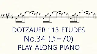 Dotzauer Cello Etude No.34 ♪=70 Slow Exercises Play Along Piano