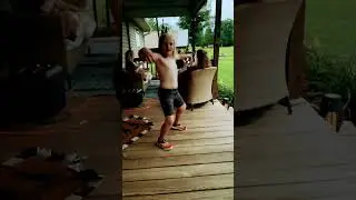 Fat hobo son runs around yard shirtless 😭
