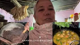 कुखुराको masu र कोदोको ढिँडो/ chicken curry & dhedo