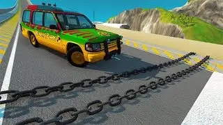 BeamNG drive - Giant Chain Crashes High Speed Car Jumps