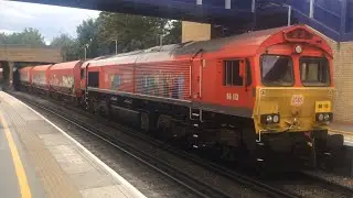 DB Red Shed 66113 &lsquo;Workers Livery&rsquo; Passing Through Gravesend With DB Hoppers 1/8/20