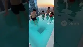 Rooftop Pool Chaos 💦 Glass BREAKS Suddenly! #epic #wow #pool #fails
