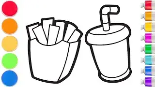 How to draw drink and chips | step by step