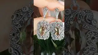 Серьги с марказитами и султанитами 🌺 3500р🌺 #султанит #марказиты #капельноесеребро #каменьхамелеон