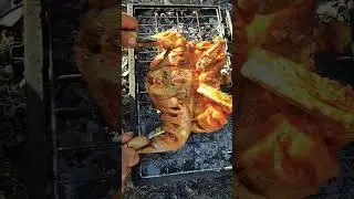 Grilling a whole chicken in the middle of nowhere @OutdoorOven #asmr #grilledchicken #chicken