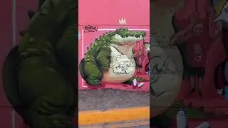 Graffiti de un cocodrilo gordo #graffiti #muralproject #art #painting #graffitiart #graffitimural