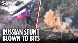 Flag-waving Russians wiped out by huge explosion after stunt backfires