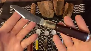 Great Eastern Cutlery 97s & a Rough Rider Peach Seed Bone with Striped Bolsters