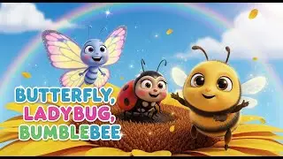 Butterfly, Ladybug & Bumblebee  | Fun Kids Short Song | Nursery Rhymes