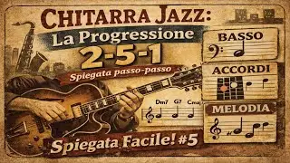 Chitarra Jazz: La Progressione 2-5-1 Spiegata passo-passo - Basso Accordi Melodia spiegata facile.#5