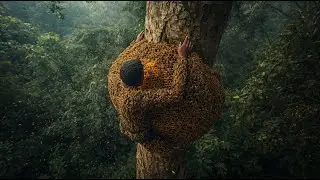 BEE SWARM ATTACK! Extreme Wild Honey Harvest at Dangerous Heights