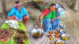 GOAT INTESTINES cooking by santali tribe grandma in her traditional method || mutton curry recipe