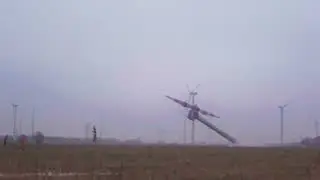 All wind turbine falling down maus up