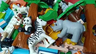 Satisfying Building Blocks ASMR Marble Run #384 spiral funnel and many animals course Live 4